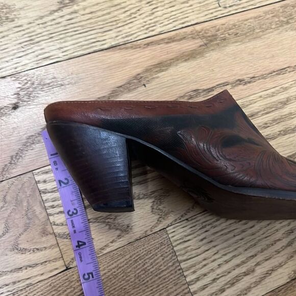 CHARLIE 1 HORSE LEATHER SLIP ON MULE BRAZILIAN WESTERN SHOES SZ 9B - Picture 4 of 5
